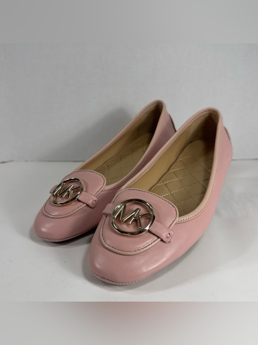 Michael Kors Pink Leather Logo Ballet Flats